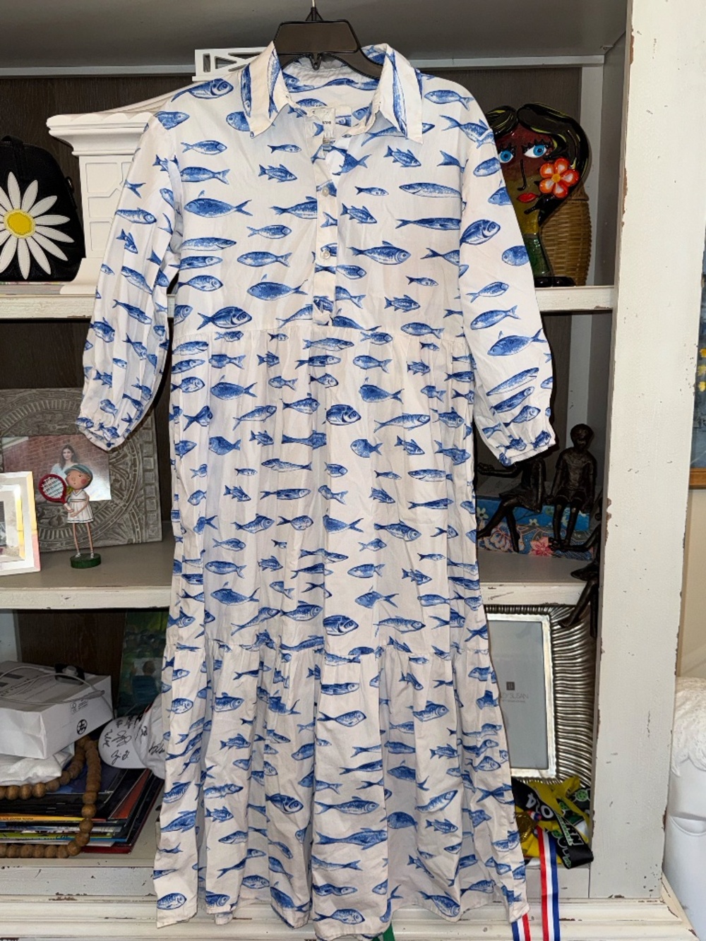 Maeve Anthropologie Xs fish dress ruffle Bettina shirt dress - Picture 4 of 6
